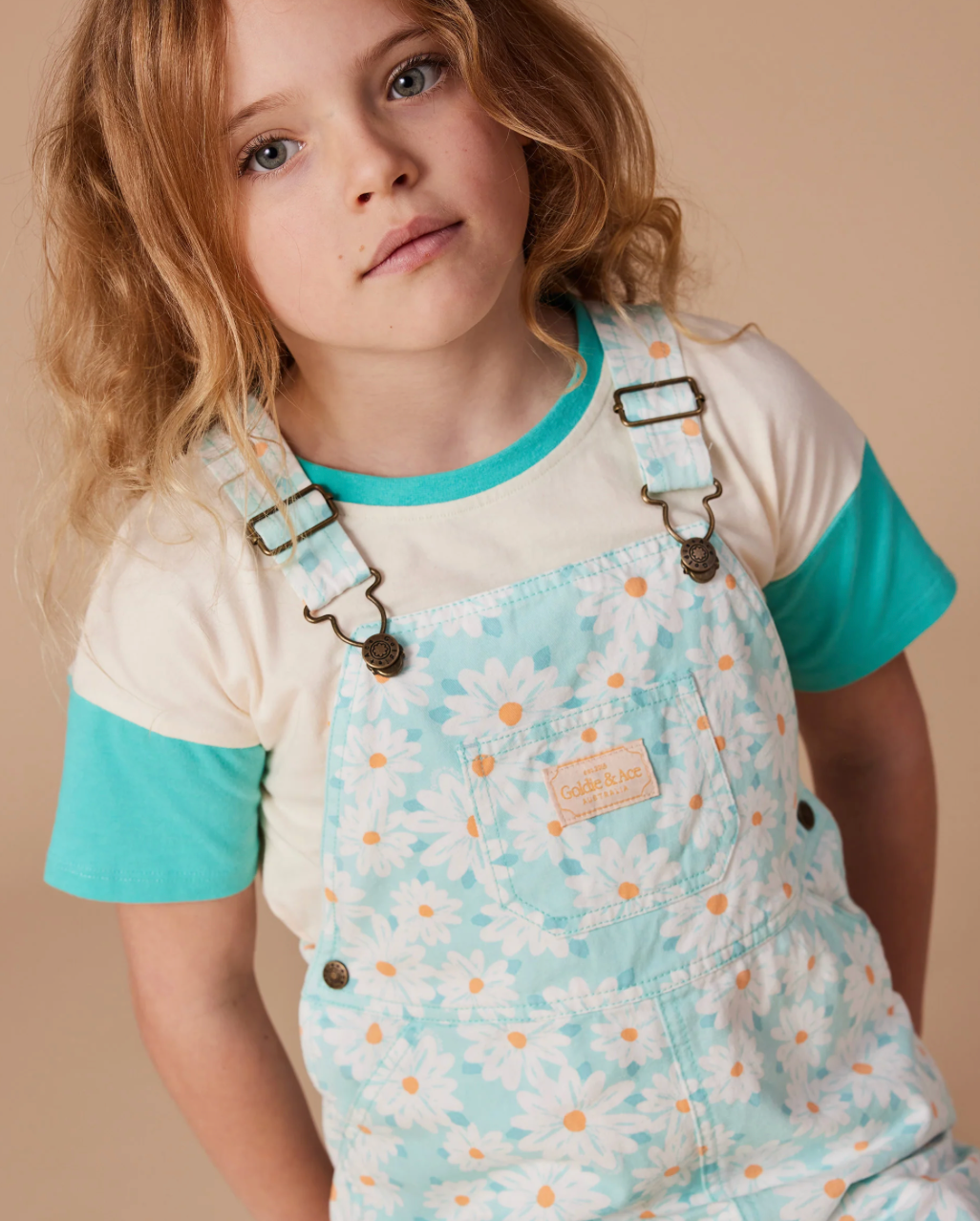 Burton Daisy Delight Denim Overalls Lagoon