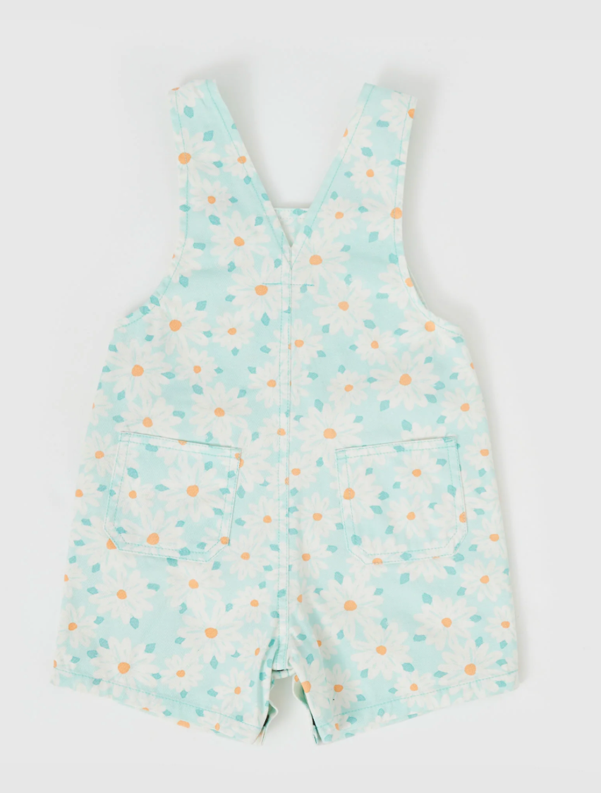 Burton Daisy Delight Denim Overalls Lagoon