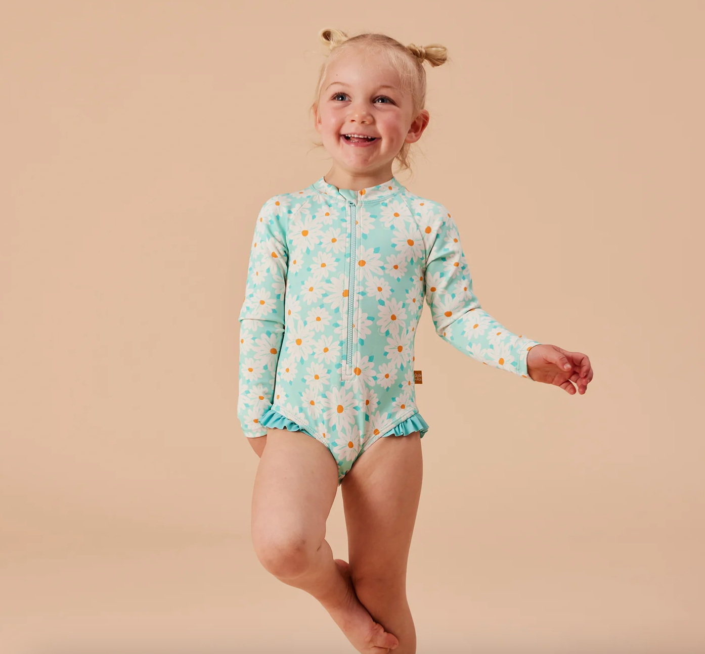 Daisy Delight Long Sleeve Swimsuit Lagoon