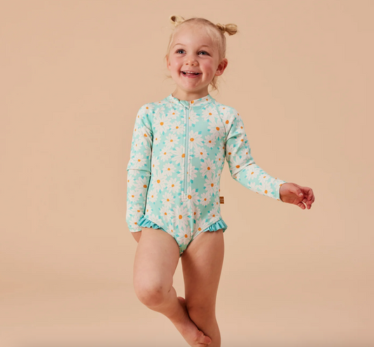 Daisy Delight Long Sleeve Swimsuit Lagoon