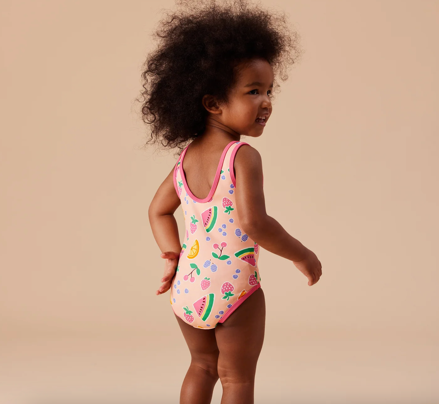 Fruit Scoop Back Bathers Peach Multi