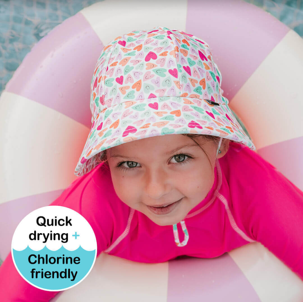 Ponytail Swim Bucket Beach Hat - Sweetheart