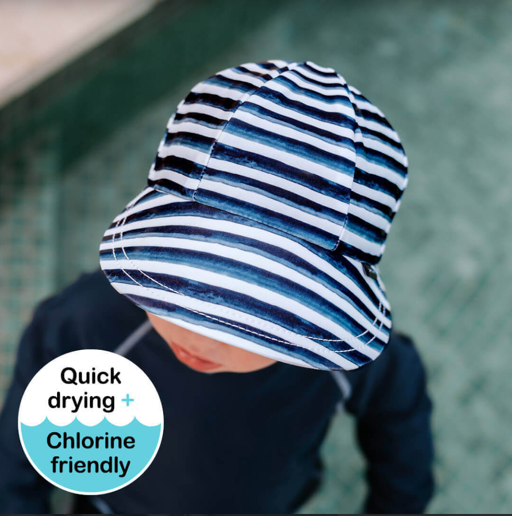 Kids Swim Legionnaire Flap Beach Hat - Nicki Stripe