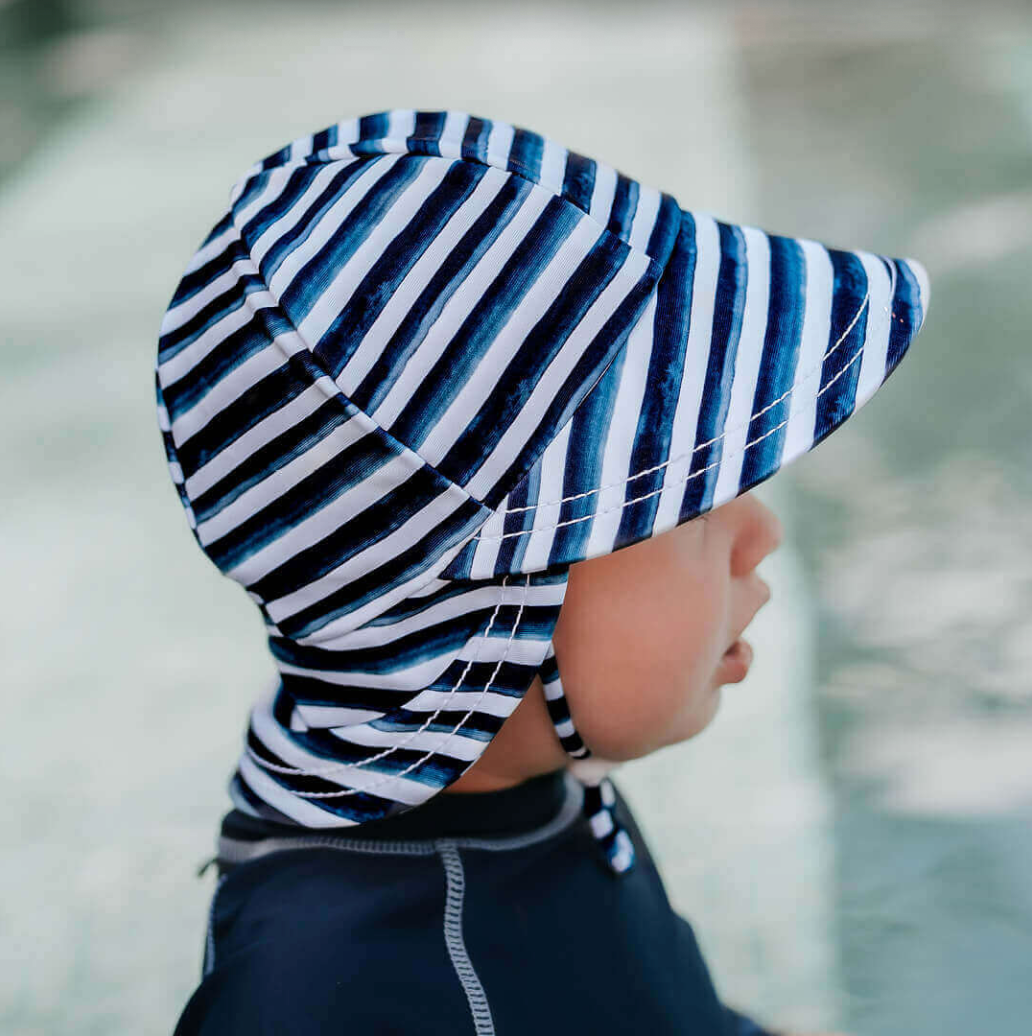 Kids Swim Legionnaire Flap Beach Hat - Nicki Stripe