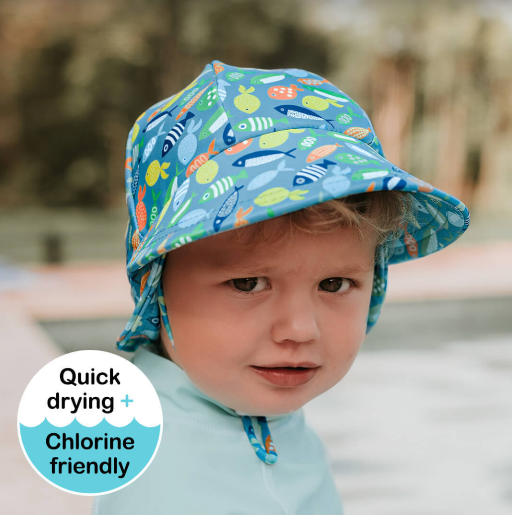 Kids Swim Legionnaire Flap Beach Hat - Pisces