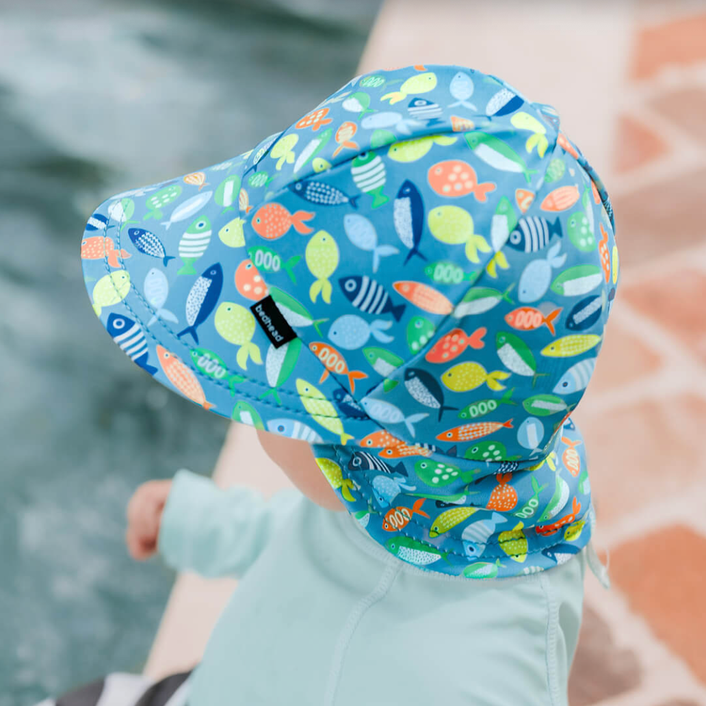 Kids Swim Legionnaire Flap Beach Hat - Pisces