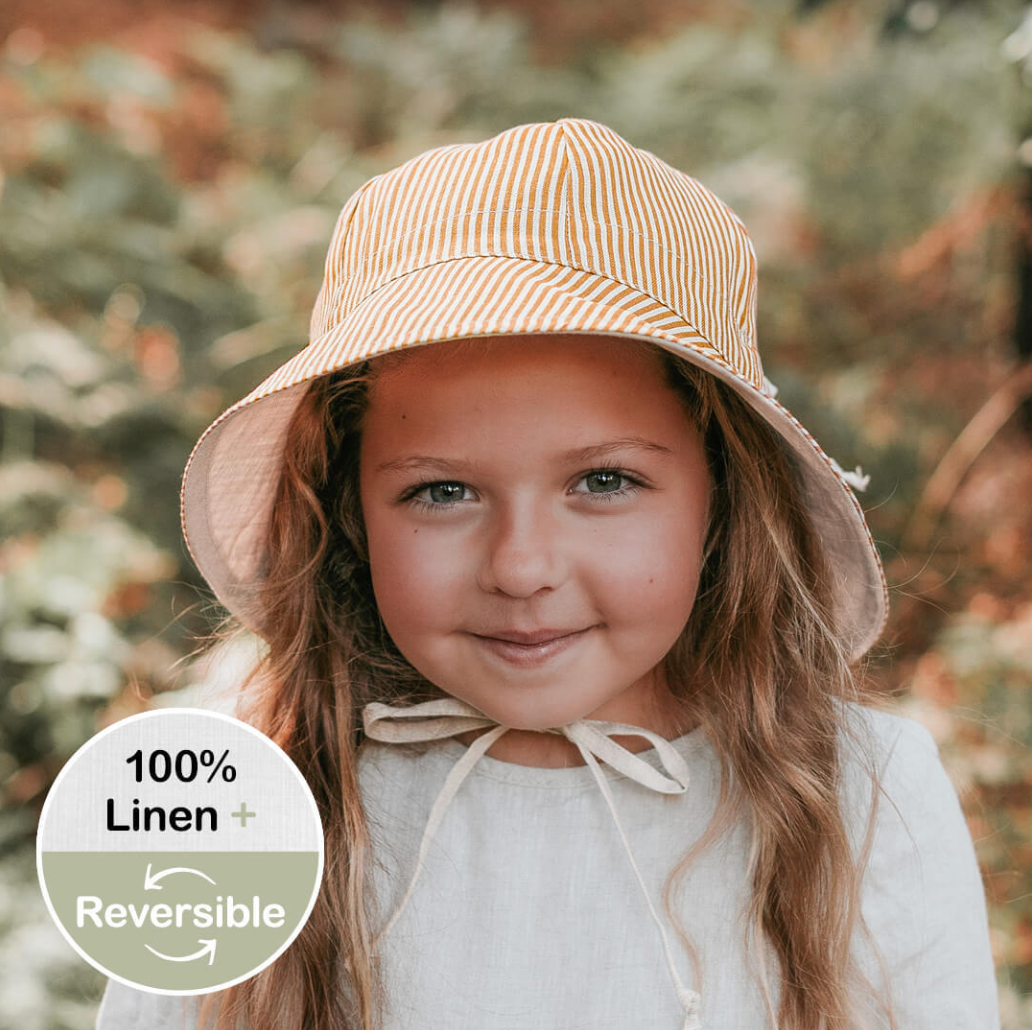 'Wanderer' Panelled Bucket Sun Hat - Frankie / Flax