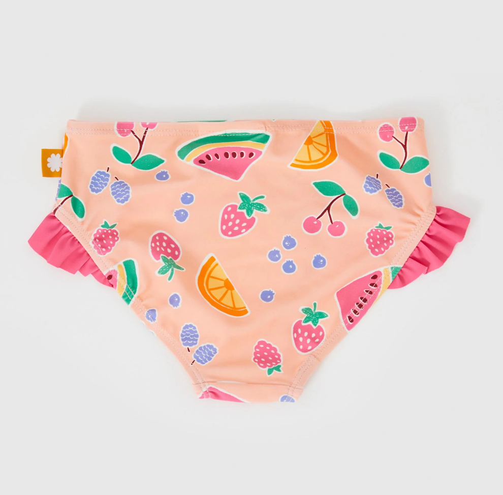 Fruit Salad Frill Leg Bikini Bottom Peach Multi