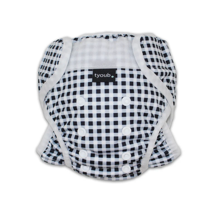 Swim nappy and wet bag - Black Check