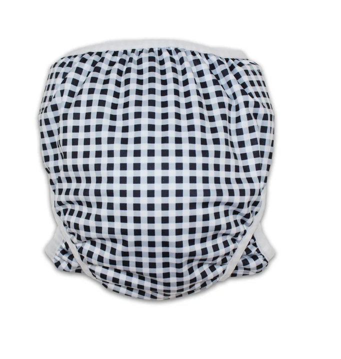 Swim nappy and wet bag - Black Check