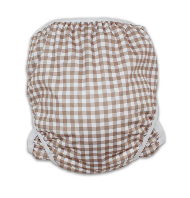 Swim nappy and wet bag - Fawn check