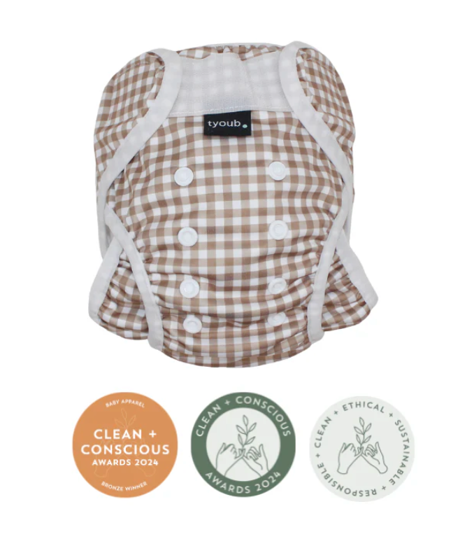 Swim nappy and wet bag - Fawn check