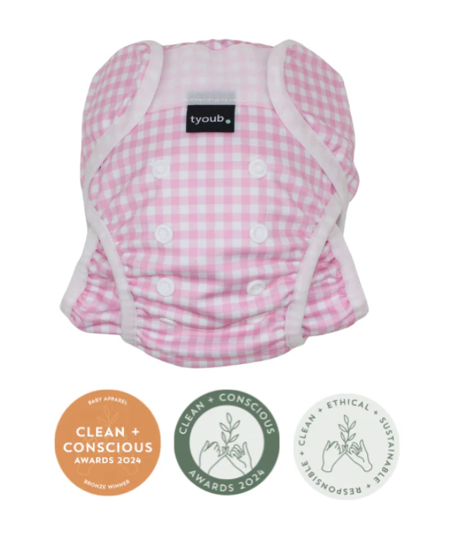 Swim nappy and wet bag - Pink Check