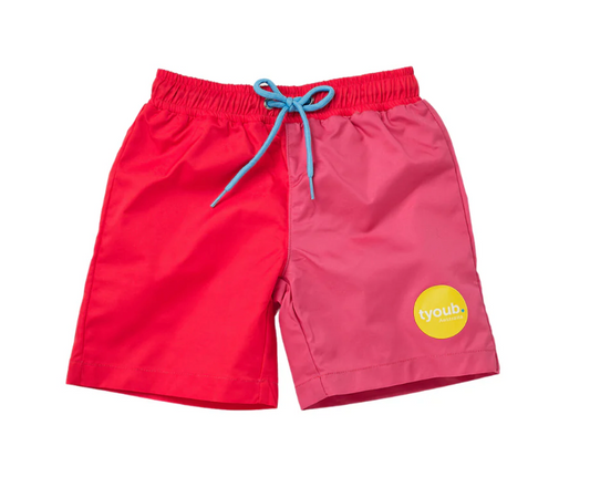 Kids Board Shorts Recycled Material Red/Pink