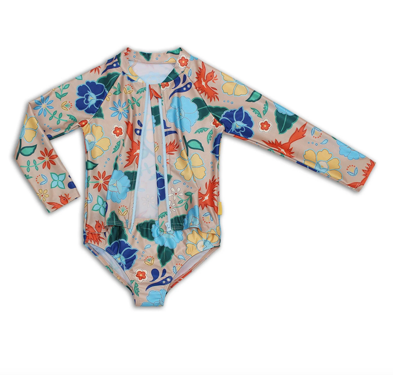 One Piece Long Sleeve Zip-up Surfsuit Phoenix Print