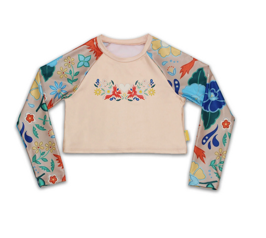 Kids Long Sleeve Cropped Rash Vest Phoenix Print