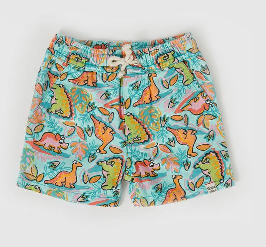 Noah Dino Jungle Denim Shorts Sea Foam