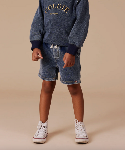 Noah French Terry Denim Look Shorts Dark Denim