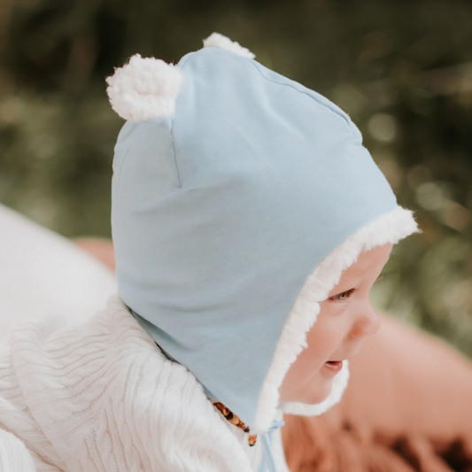 Teddy Fleecy Winter Beanie - Blue Marle