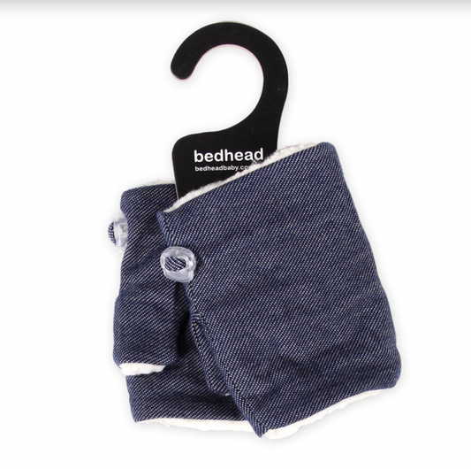 Fleecy Fingerless Kids Mittens - Denim