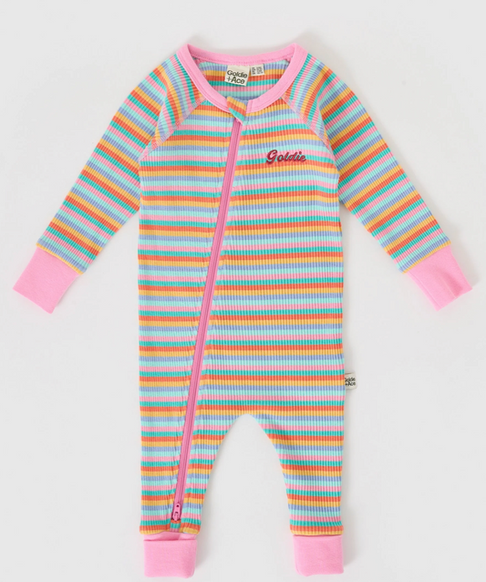Candy Stripe Rib Zipsuit