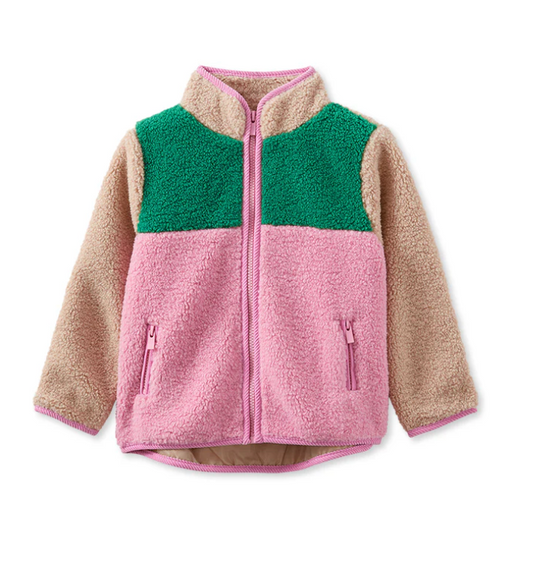 Colour Block Sherpa Jacket - Natural