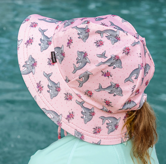 Ponytail Swim Bucket Beach Hat - Dolphin
