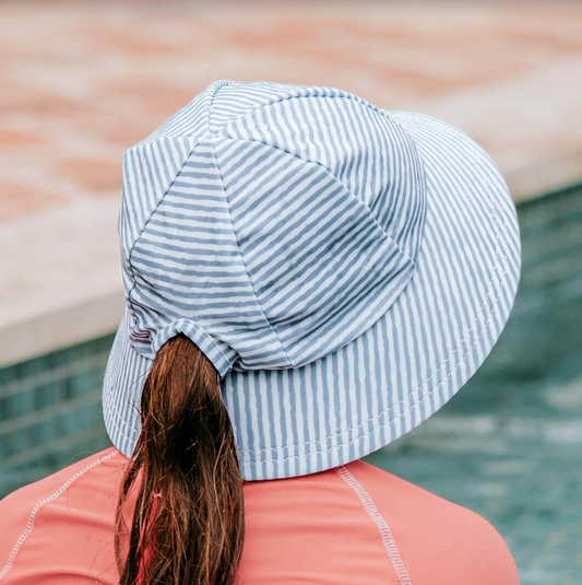 Ponytail Swim Bucket Beach Hat - Stevie Stripe