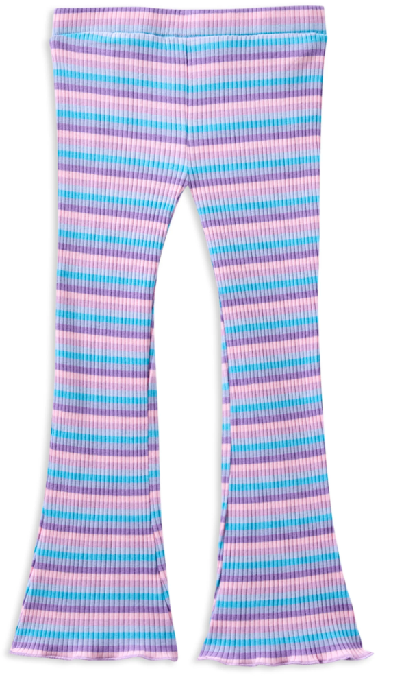 Lilac Stripe Rib Flared Legging